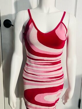debut Pink & Red Swirl Mini Dress